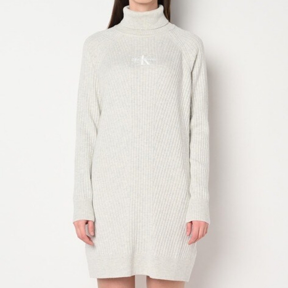 Calvin Klein Jeans Dresses & Skirts - Ck jeans grey ribbed knit sweater dress size S